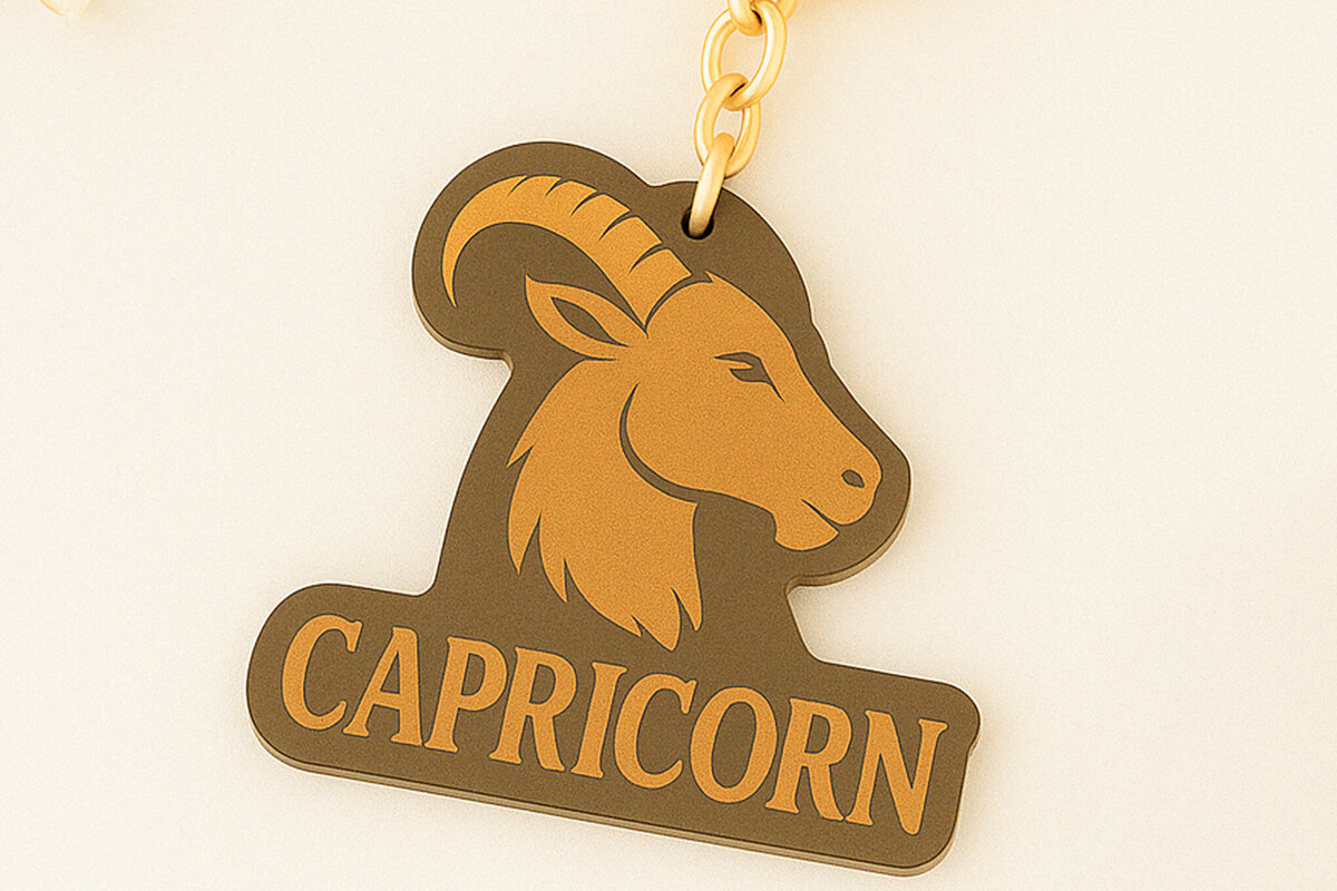 Σετ των 3 Intra απο ξύλο plywood 3mm-4mm πάχος Μπρελόκ Capricorn Zodiac Δίασταση 6x6 cm INTRAFABR-120350621