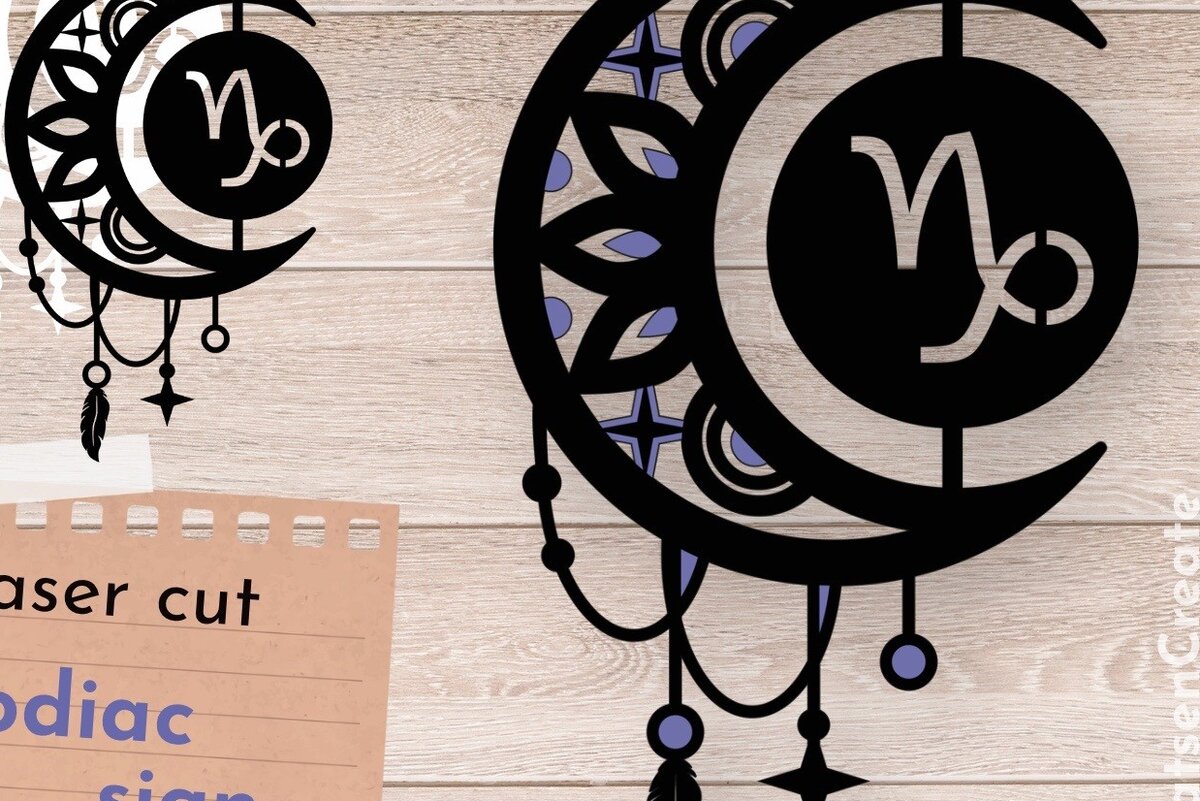 Intra απο ξύλο plywood 3mm-4mm πάχος Ζώδιο Αιγόκερως, Dream Catcher Δίασταση 30x20 cm INTRAFABR-66518232