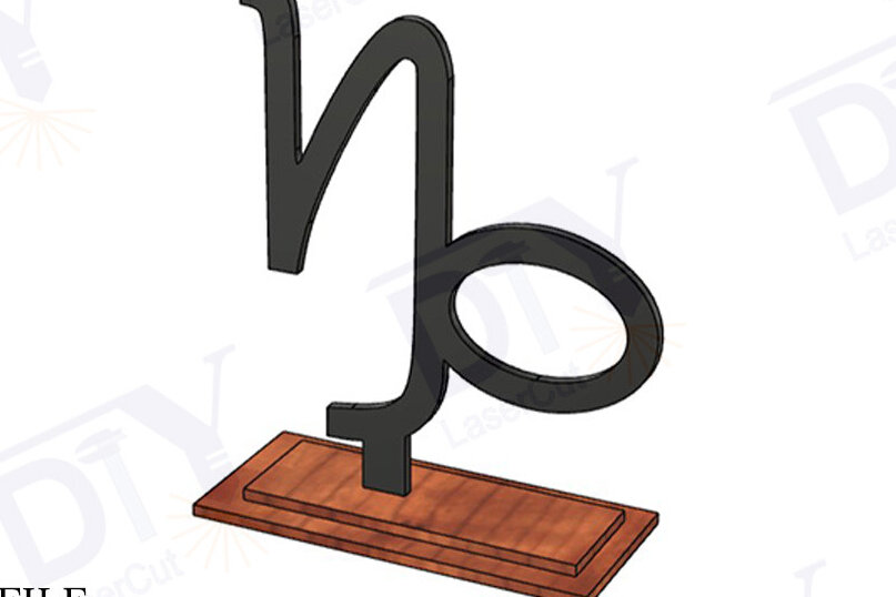 Σετ των 3 Intra απο ξύλο plywood 3mm-4mm πάχος Ζώδια Αιγόκερως με Stand Δίασταση 3x3 cm INTRAFABR-111561214