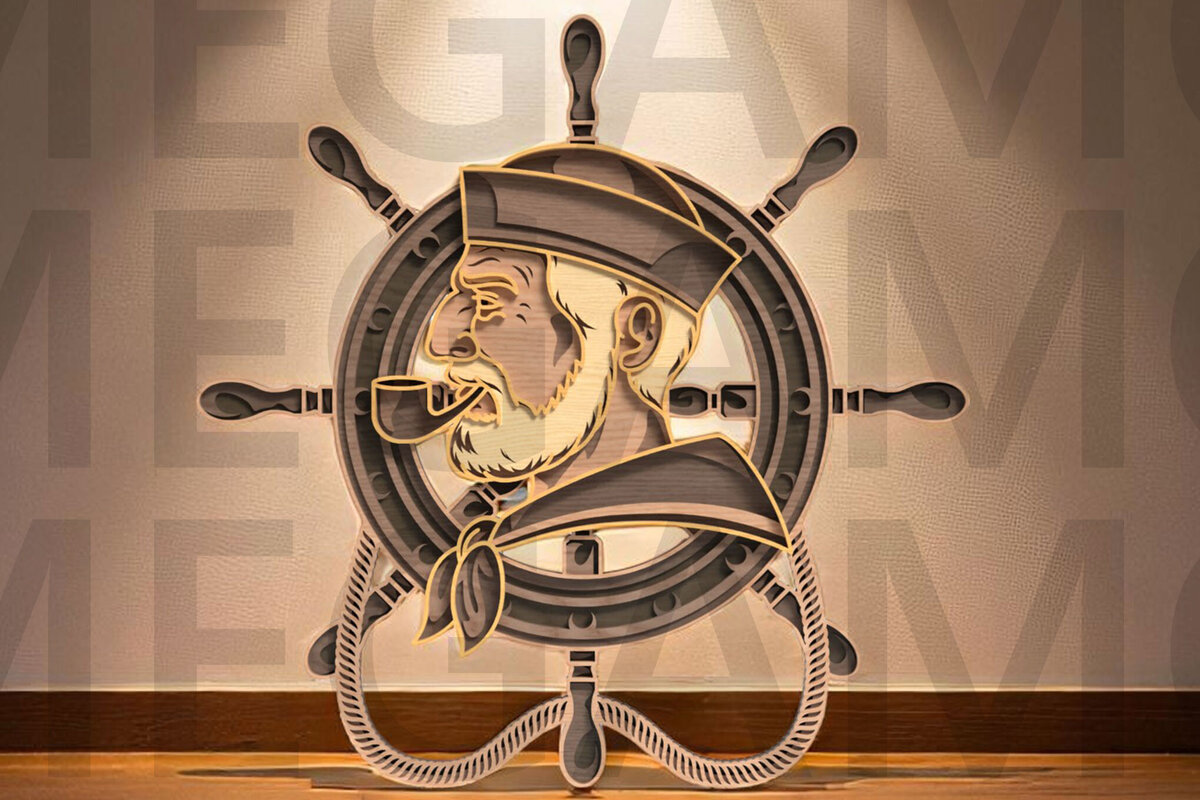 Σετ των 3 Intra απο ξύλο plywood 3mm-4mm πάχος Captain Sailor Wheel Layered Δίασταση 4x4 cm INTRAFABR-123611995