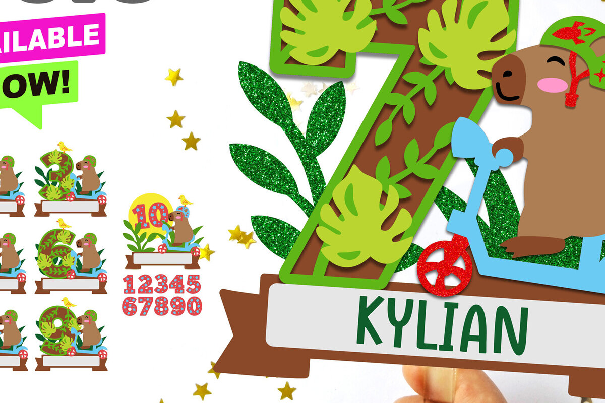 Σετ των 2 Intra απο ξύλο plywood 3mm-4mm πάχος Capybara Ride Numbers Topper 3D Δίασταση 15x15 cm INTRAFABR-123637175