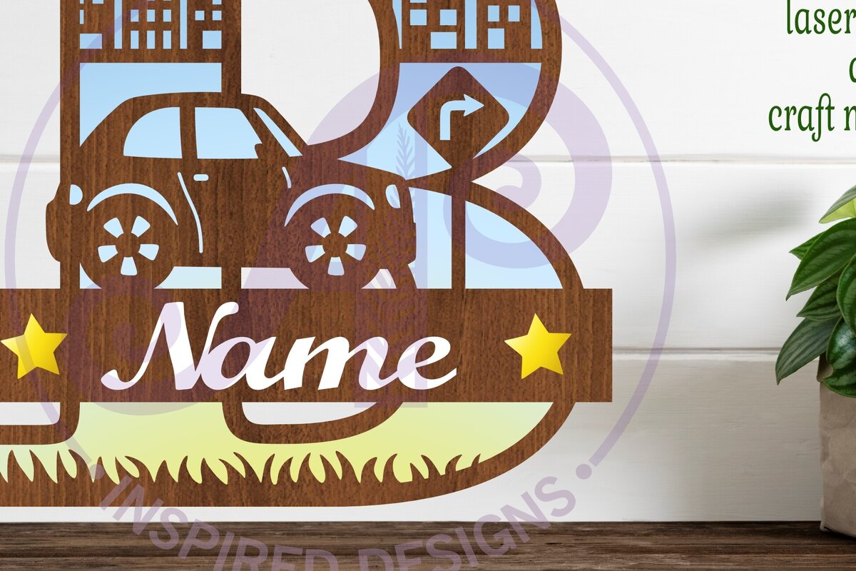 Σετ των 3 Intra απο ξύλο plywood 3mm-4mm πάχος Μονόγραμμα κεφαλαίου αυτοκινήτου Γράμμα B Δίασταση 9x9 cm INTRAFABR-100097913