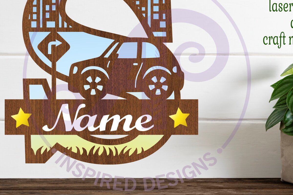 Σετ των 3 Intra απο ξύλο plywood 3mm-4mm πάχος Μονόγραμμα κεφαλαίου αυτοκινήτου Γράμμα S Δίασταση 9x9 cm INTRAFABR-100098349