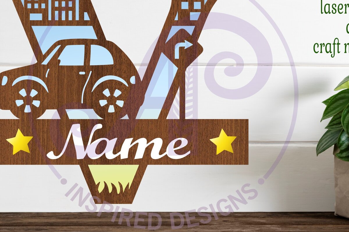 Σετ των 3 Intra απο ξύλο plywood 3mm-4mm πάχος Μονόγραμμα κεφαλαίου αυτοκινήτου Επιστολή V Δίασταση 9x9 cm INTRAFABR-100098416