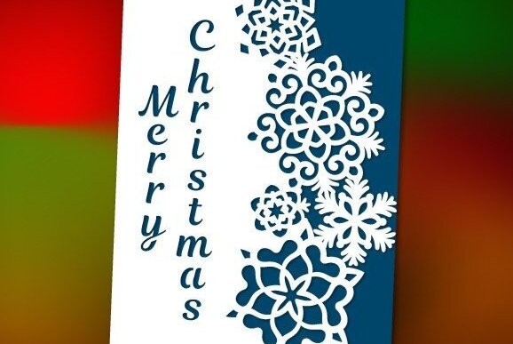 Σετ των 3 Intra απο ξύλο plywood 3mm-4mm πάχος Κάρτα Καλά Χριστούγεννα με νιφάδες χιονιού Δίασταση 5x7 cm INTRAFABR-32872555