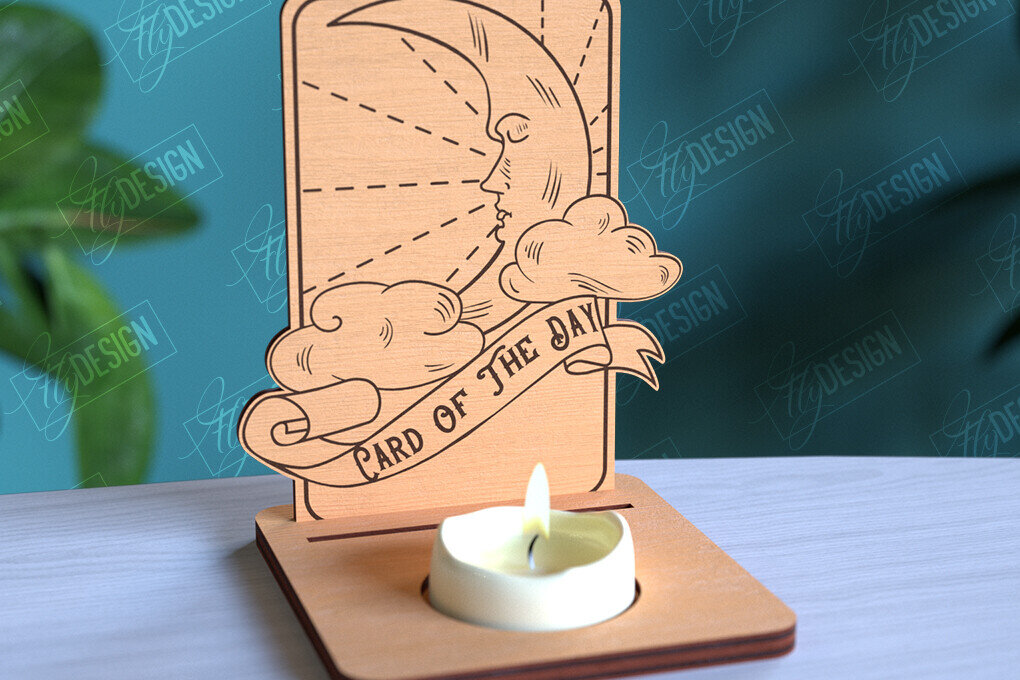 Intra απο ξύλο plywood 3mm-4mm πάχος Σχέδιο θήκης κάρτας Ταρώ της ημέρας Δίασταση 30x20 cm INTRAFABR-97019537