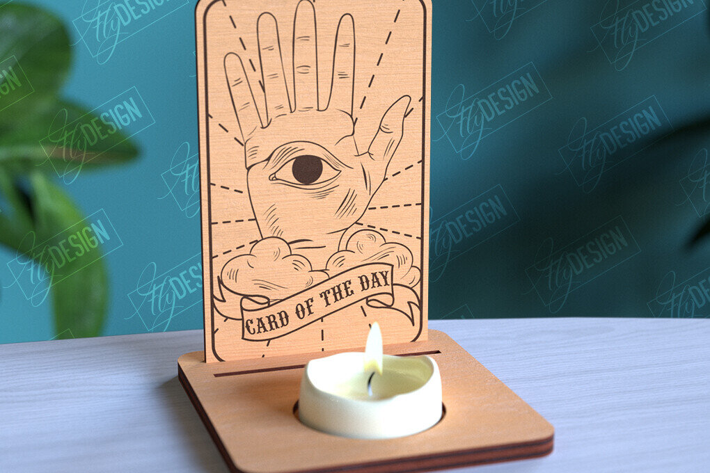 Intra απο ξύλο plywood 3mm-4mm πάχος Σχέδιο θήκης κάρτας Ταρώ της ημέρας Δίασταση 30x20 cm INTRAFABR-97019543