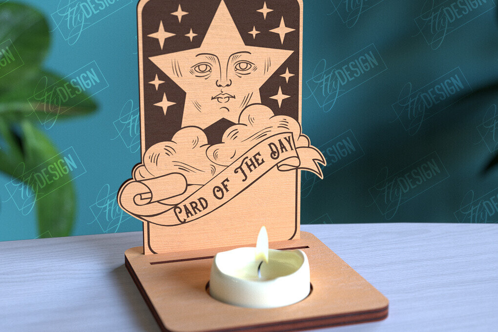 Intra απο ξύλο plywood 3mm-4mm πάχος Σχέδιο θήκης κάρτας Ταρώ της ημέρας Δίασταση 30x20 cm INTRAFABR-97019558