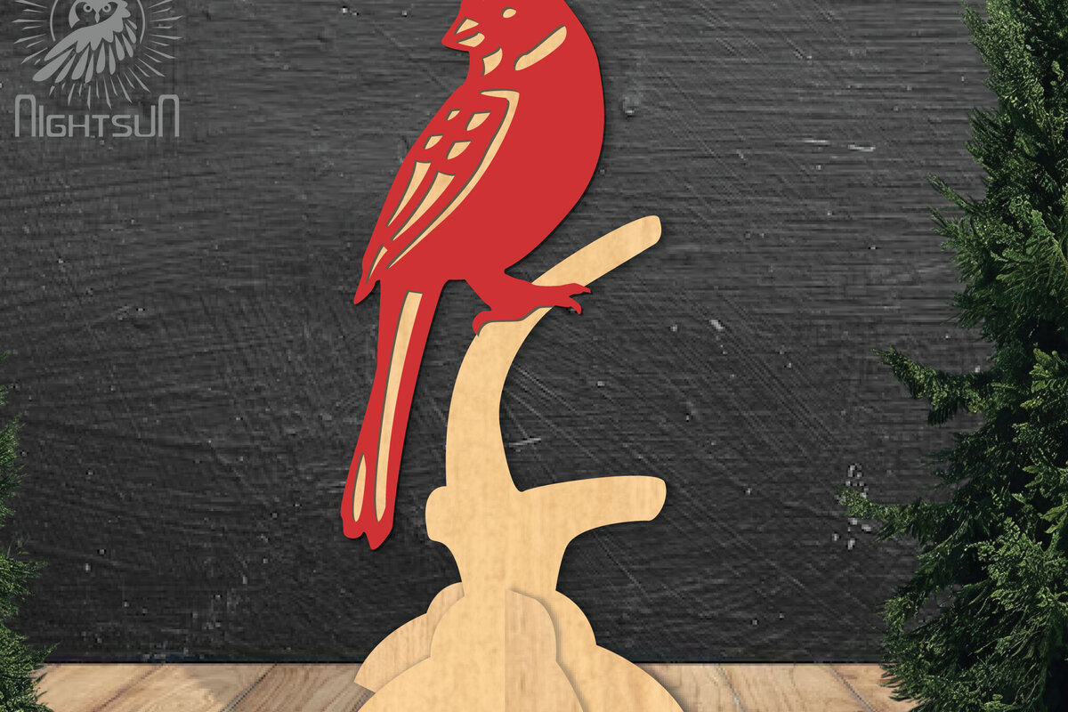 Σετ των 2 Intra απο ξύλο plywood 3mm-4mm πάχος Cardinal Bird Διακόσμηση σπιτιού 1 Δίασταση 15x15 cm INTRAFABR-112551272