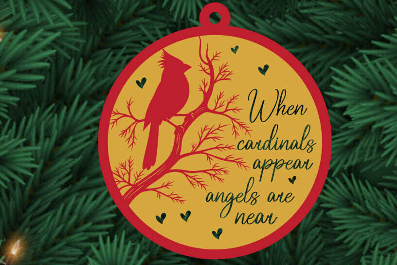 Σετ των 3 Intra απο ξύλο plywood 3mm-4mm πάχος Καρδινάλια Χριστουγεννιάτικα στολίδια  Δίασταση 8x8 cm INTRAFABR-110934127