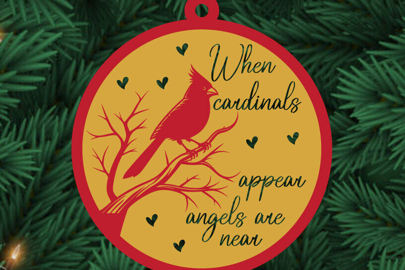 Σετ των 3 Intra απο ξύλο plywood 3mm-4mm πάχος Καρδινάλια Χριστουγεννιάτικα στολίδια  Δίασταση 8x8 cm INTRAFABR-110934671