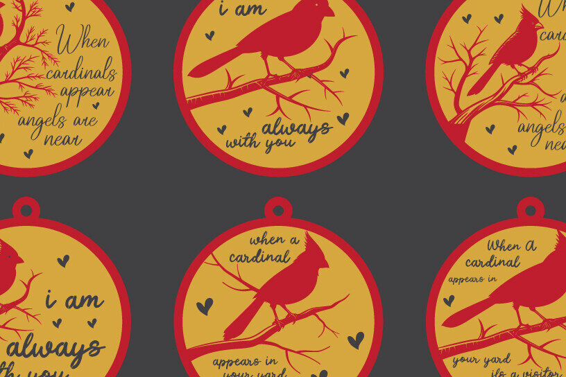 Σετ των 3 Intra απο ξύλο plywood 3mm-4mm πάχος χριστουγεννιάτικων στολιδιών Cardinal Δίασταση 8x8 cm INTRAFABR-111012534