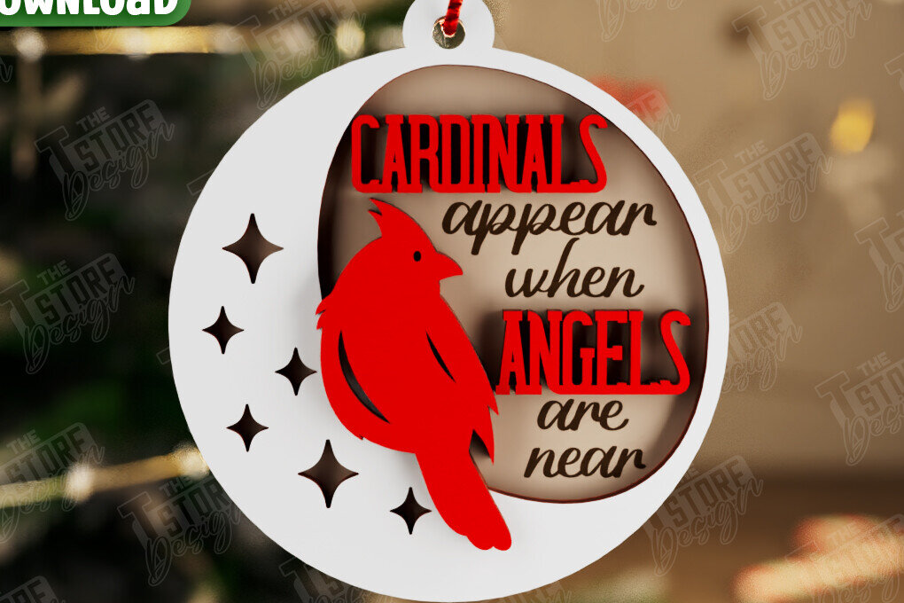 Σετ των 3 Intra απο ξύλο plywood 3mm-4mm πάχος Χριστουγεννιάτικο στολίδι Cardinal Memorial|CNC Δίασταση 8x8 cm INTRAFABR-107885905