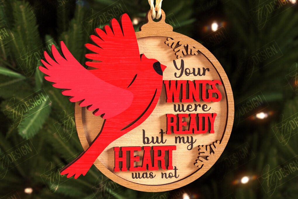 Σετ των 3 Intra απο ξύλο plywood 3mm-4mm πάχος Χριστουγεννιάτικα στολίδια καρδινάλιου αναμνηστικού Δίασταση 8x8 cm INTRAFABR-108896814