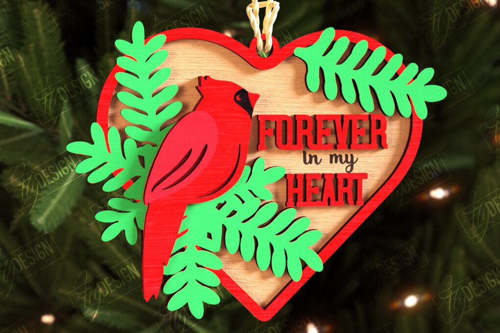 Σετ των 3 Intra απο ξύλο plywood 3mm-4mm πάχος Χριστουγεννιάτικα στολίδια καρδινάλιου αναμνηστικού Δίασταση 8x8 cm INTRAFABR-108896870