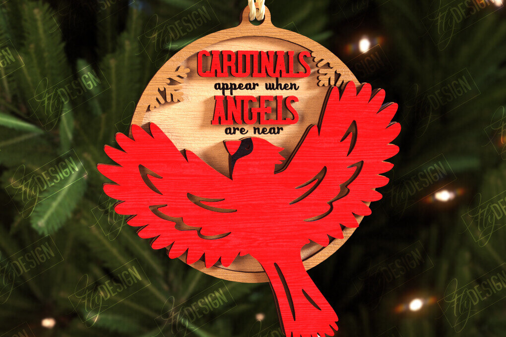 Σετ των 3 Intra απο ξύλο plywood 3mm-4mm πάχος Χριστουγεννιάτικα στολίδια καρδινάλιου αναμνηστικού Δίασταση 8x8 cm INTRAFABR-108896986