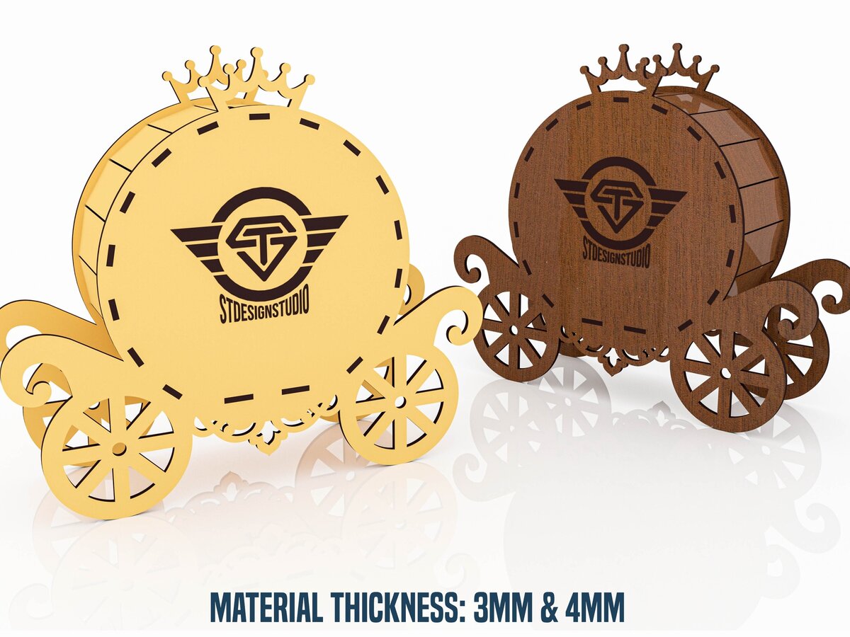 Σετ των 3 Intra απο ξύλο plywood 3mm-4mm πάχος Carriage Moneybox Δίασταση 8x2 cm INTRAFABR-118017630