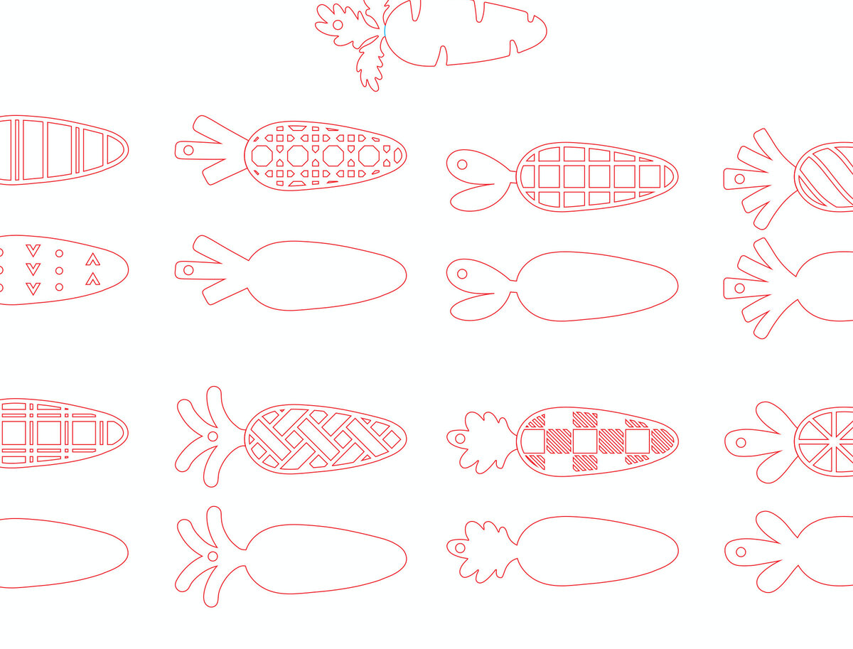 Σετ των 2 Intra απο ξύλο plywood 3mm-4mm πάχος Carrot Basket Tag Δίασταση 15x15 cm INTRAFABR-116759637