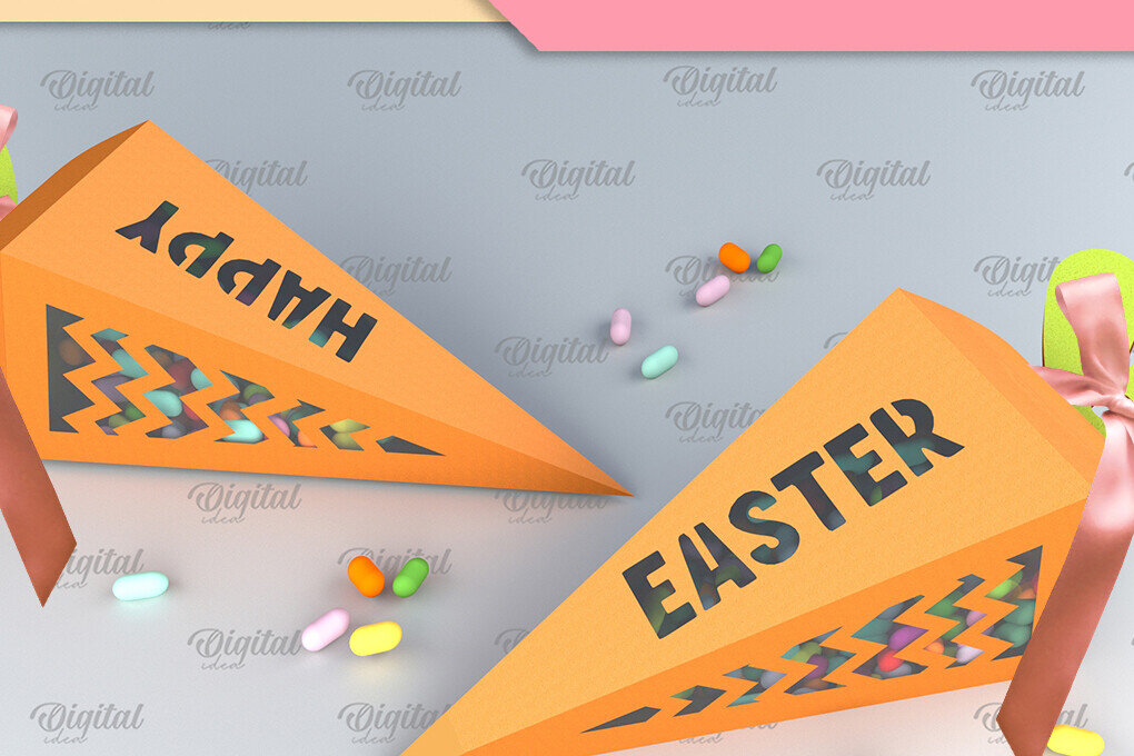 Σετ των 2 Intra απο ξύλο plywood 3mm-4mm πάχος Καρότο Κουτί . Χαρτί 3D πασχαλινής συσκευασίας δώρου Δίασταση 15x15 cm INTRAFABR-89454077