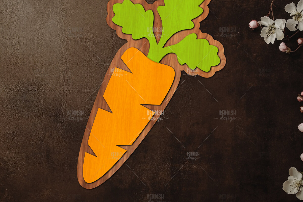 Σετ των 2 Intra απο ξύλο plywood 3mm-4mm πάχος Carrot Decor Cut  Δίασταση 15x15 cm INTRAFABR-121977833