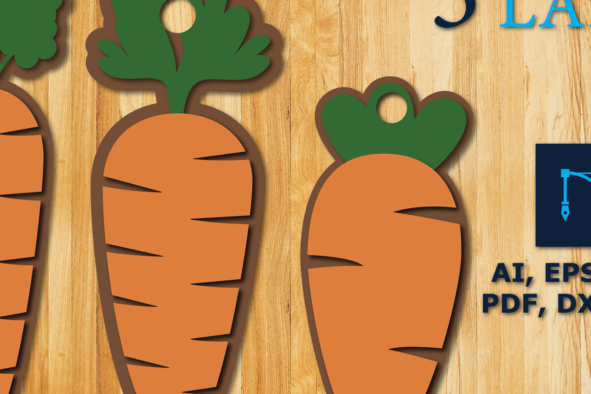 Σετ των 2 Intra απο ξύλο plywood 3mm-4mm πάχος Καρότο Πασχαλινό καλάθι Κρεμάστρα Cut File Δίασταση 15x15 cm INTRAFABR-25065672