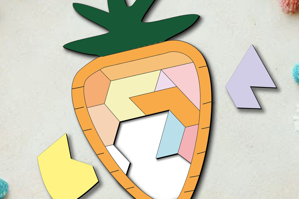 Σετ των 3 Intra απο ξύλο plywood 3mm-4mm πάχος Καρότο Πασχαλινό παζλ Παιδικό παιχνίδι Δίασταση 15x15 cm INTRAFABR-113723102