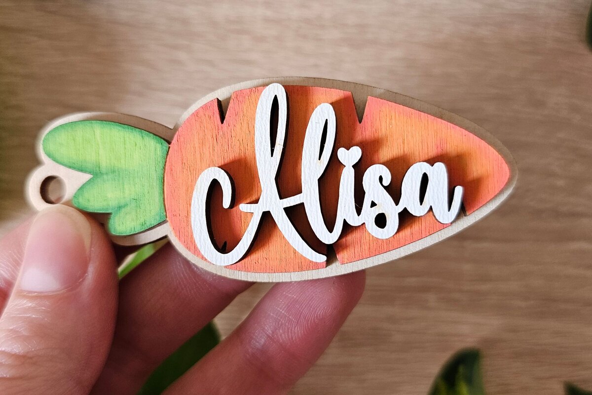 Σετ των 3 Intra απο ξύλο plywood 3mm-4mm πάχος Μπρελόκ καρότο | Πάσχα Δίασταση 4x4 cm INTRAFABR-118420735