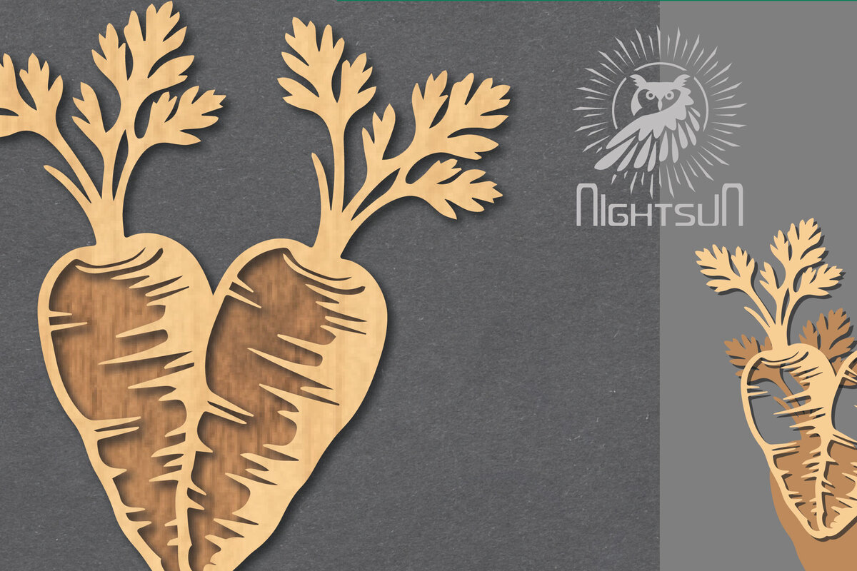 Σετ των 2 Intra απο ξύλο plywood 3mm-4mm πάχος Διακόσμηση κοπής με λέιζερ καρότου 2 Δίασταση 15x15 cm INTRAFABR-117328314