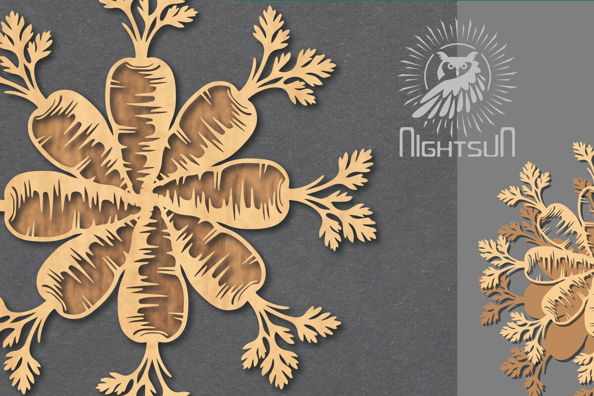 Σετ των 2 Intra απο ξύλο plywood 3mm-4mm πάχος Διακόσμηση κοπής με λέιζερ καρότου 5 Δίασταση 15x15 cm INTRAFABR-117328431