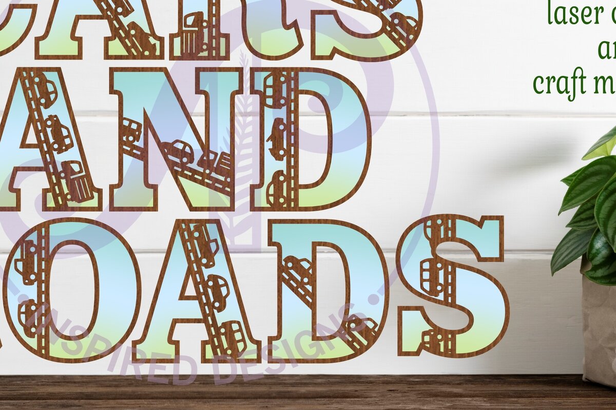 Σετ των 3 Intra απο ξύλο plywood 3mm-4mm πάχος Cars and Roads Letters Alphabet Set X 52 Δίασταση 5x5 cm INTRAFABR-98239413