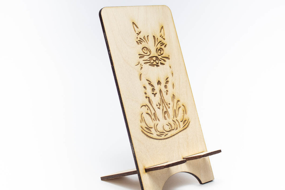 Σετ των 2 Intra απο ξύλο plywood 3mm-4mm πάχος Στάση τηλεφώνου Cartoon Cat Δίασταση 15x15 cm INTRAFABR-68730930