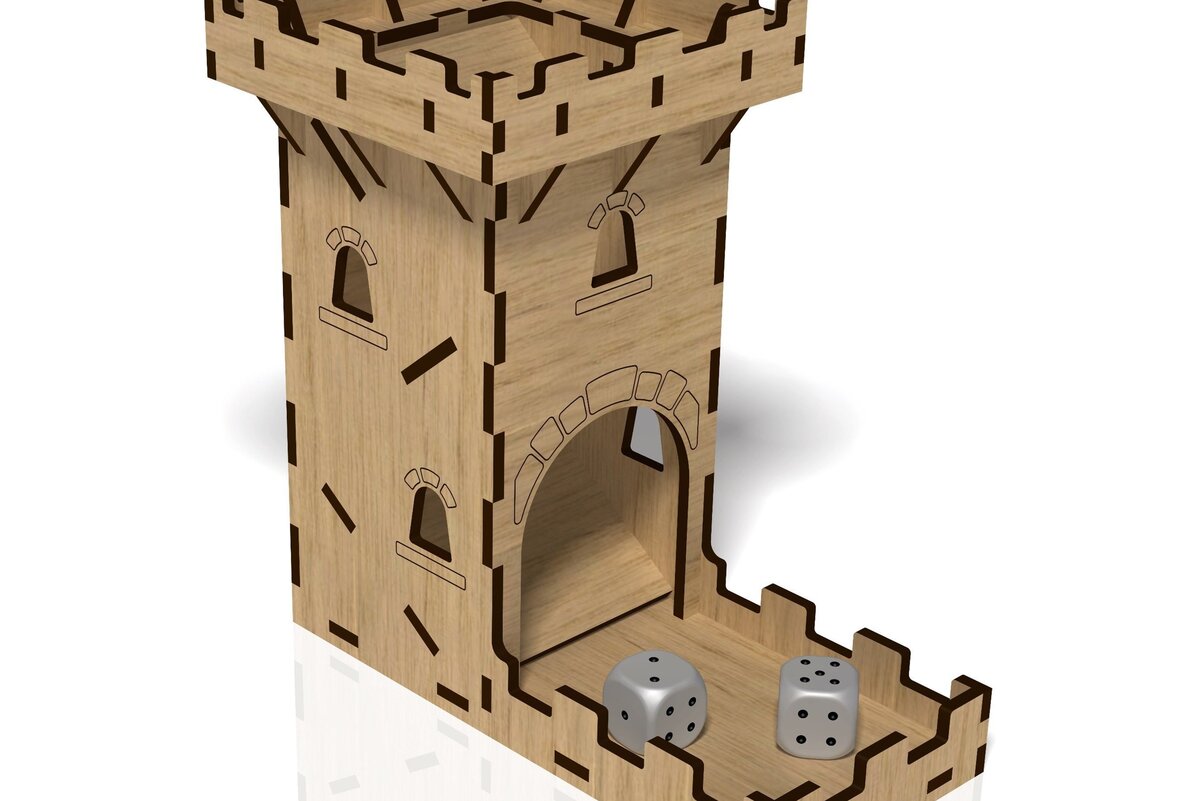 Σετ των 2 Intra απο ξύλο plywood 3mm-4mm πάχος Castle Dice Tower, , κοπής με λέιζερ Δίασταση 15x15 cm INTRAFABR-42045670
