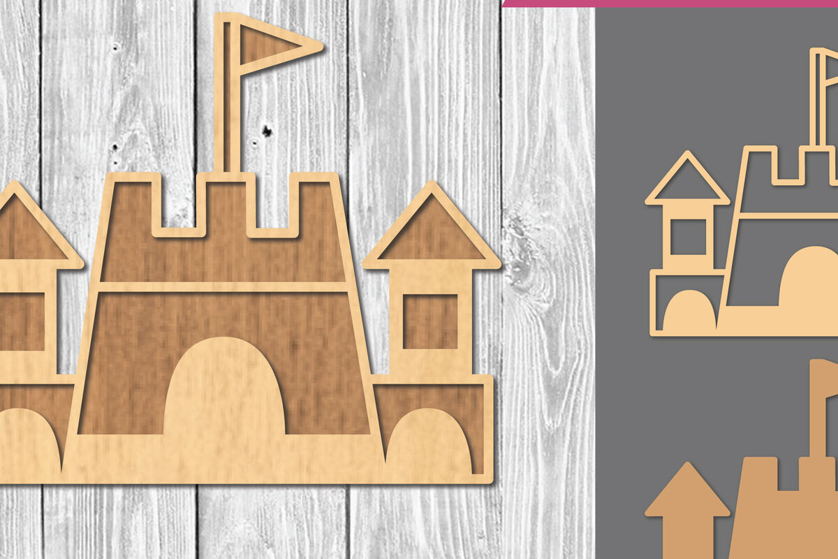 Σετ των 2 Intra απο ξύλο plywood 3mm-4mm πάχος Castle Decoration Δίασταση 15x15 cm INTRAFABR-109410812