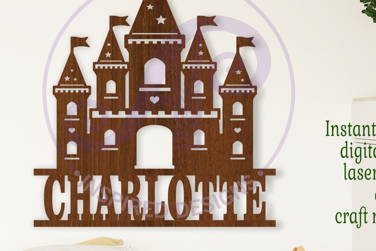 Σετ των 3 Intra απο ξύλο plywood 3mm-4mm πάχος κοπής με λέιζερ Sign Name Castle Δίασταση 6x6 cm INTRAFABR-112894474