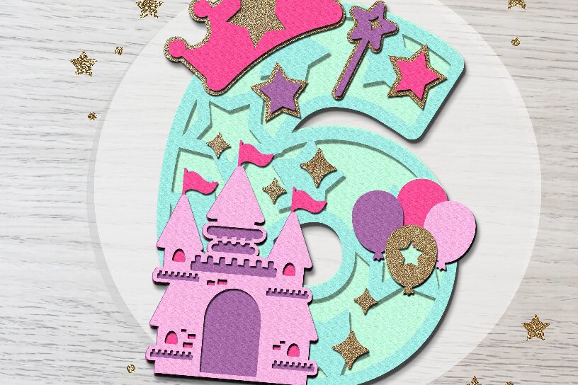 Σετ των 2 Intra απο ξύλο plywood 3mm-4mm πάχος Αριθμοί Πριγκίπισσας του Κάστρου Δίασταση 15x15 cm INTRAFABR-38016653