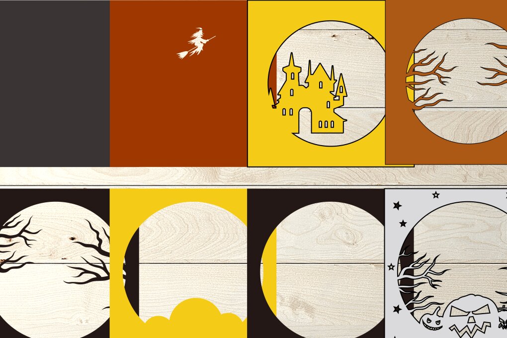 Σετ των 2 Intra απο ξύλο plywood 3mm-4mm πάχος Διάνυσμα Castle, Castle για Cricut Δίασταση 25x25 cm INTRAFABR-76671078