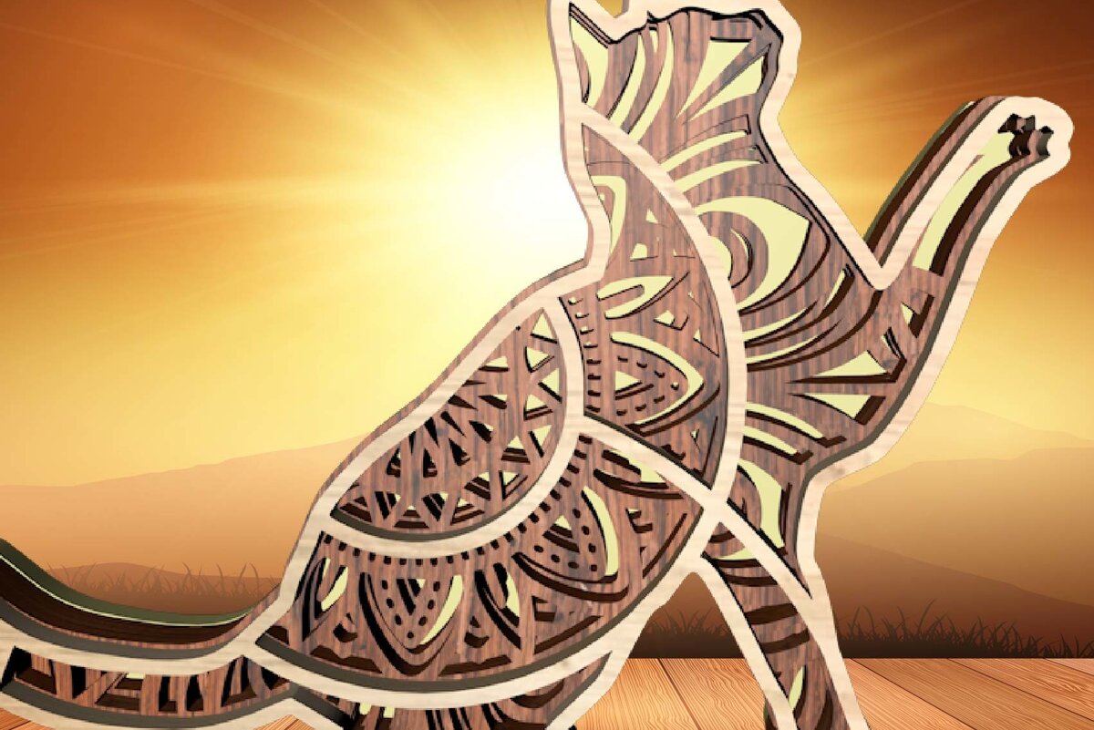 Intra απο ξύλο plywood 3mm-4mm πάχος Cat , 4 Layers , 3D Mandala Δίασταση 30x30 cm INTRAFABR-21302539