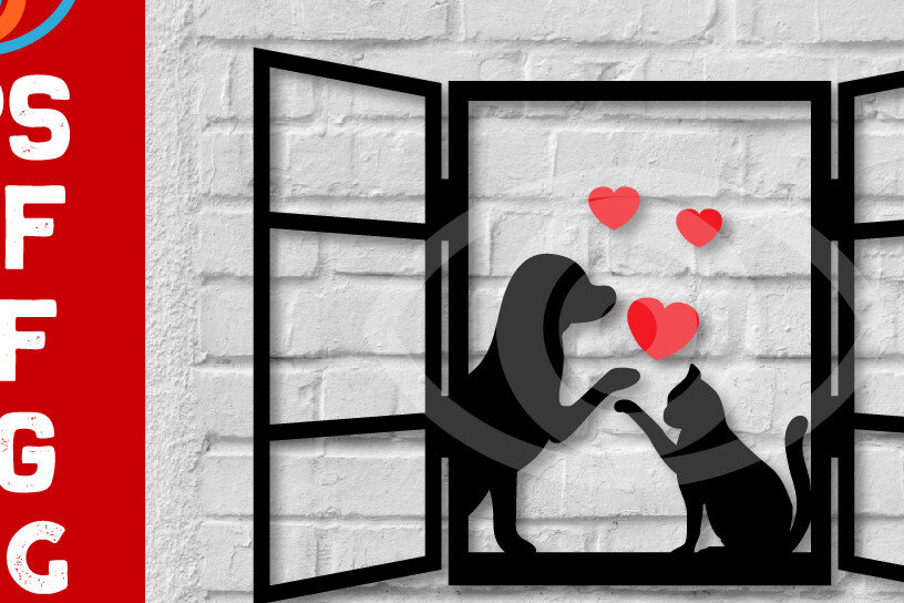 Intra απο ξύλο plywood 3mm-4mm πάχος Διακόσμηση τοίχου για λάτρεις της γάτας και του σκύλου Δίασταση 40x40 cm INTRAFABR-69274441