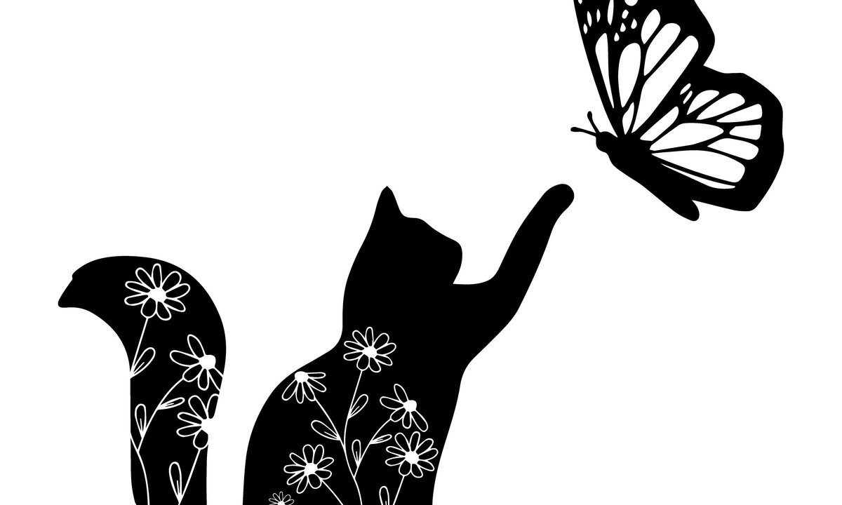 Intra απο ξύλο plywood 3mm-4mm πάχος Γάτα πεταλούδα σιλουέτα Δίασταση 30x20 cm INTRAFABR-36828332