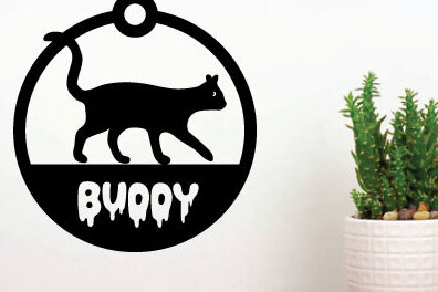 Σετ των 3 Intra απο ξύλο plywood 3mm-4mm πάχος κοπής με λέιζερ Χριστουγεννιάτικο στολίδι γάτα Δίασταση 8x8 cm INTRAFABR-75339960