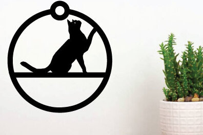 Σετ των 3 Intra απο ξύλο plywood 3mm-4mm πάχος κοπής με λέιζερ Χριστουγεννιάτικο στολίδι γάτα Δίασταση 8x8 cm INTRAFABR-75340333