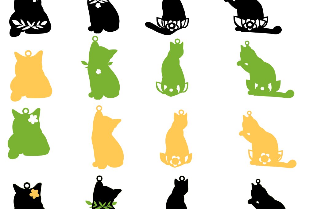 Σετ των 3 Intra απο ξύλο plywood 3mm-4mm πάχος Cat Dangle Earrings Cat Lover Δίασταση 3x3 cm INTRAFABR-65167738