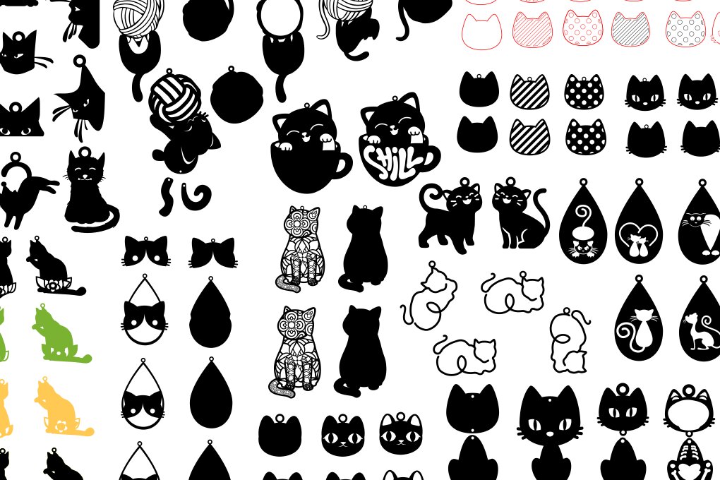 Σετ των 3 Intra απο ξύλο plywood 3mm-4mm πάχος Σκουλαρίκια Cat , Cat Δίασταση 3x3 cm INTRAFABR-81255736