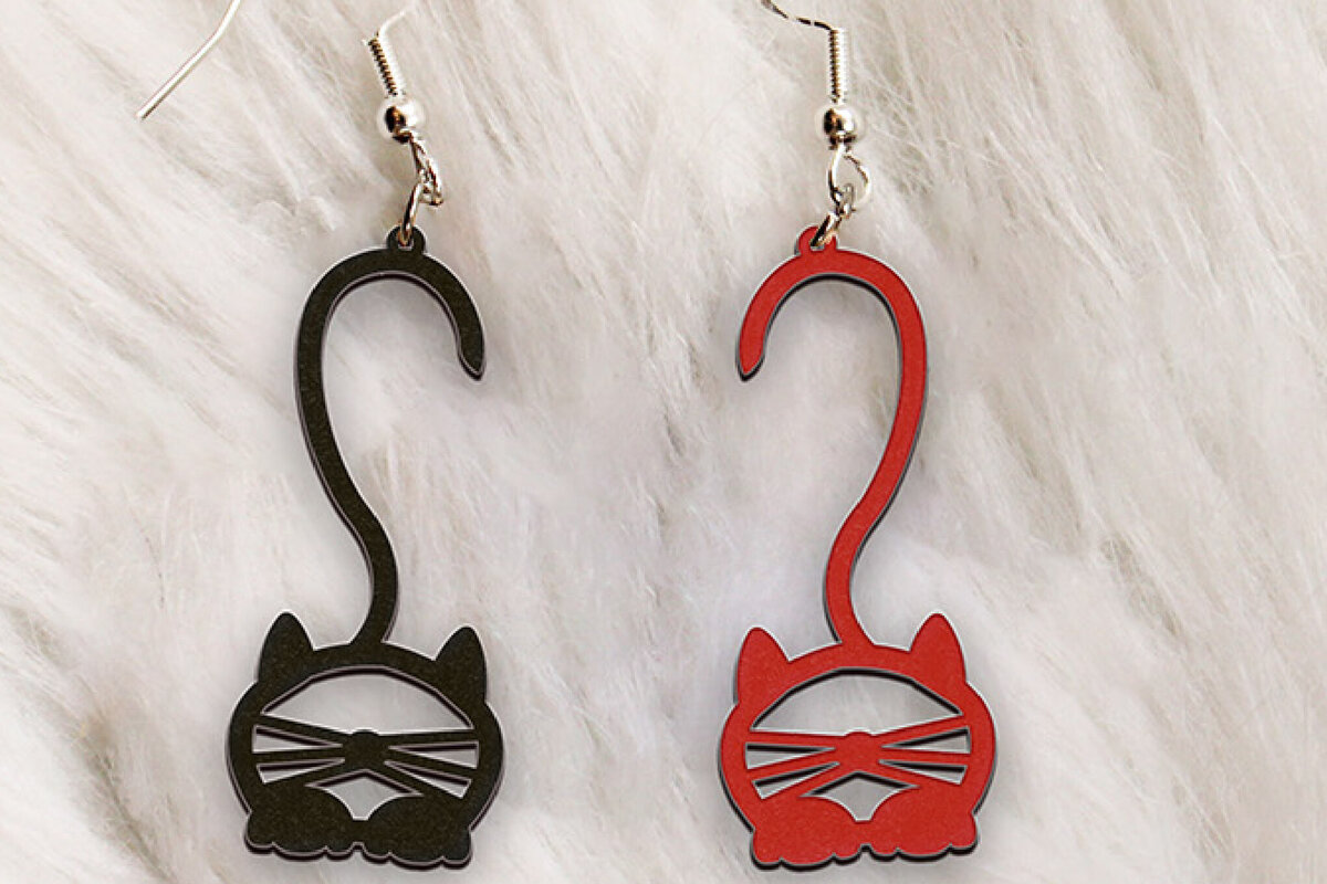 Σετ των 3 Intra απο ξύλο plywood 3mm-4mm πάχος Σκουλαρίκια γάτας . Δίασταση 4x4 cm INTRAFABR-113080106