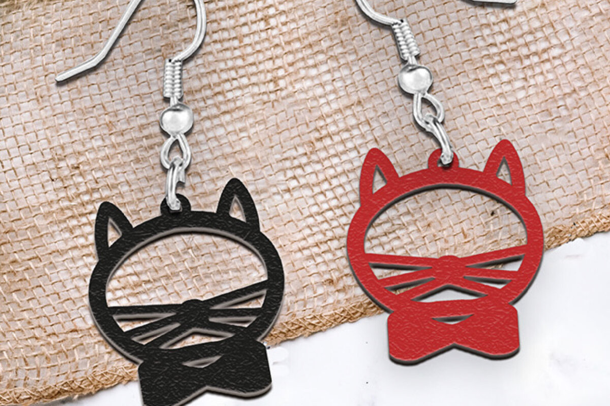 Σετ των 3 Intra απο ξύλο plywood 3mm-4mm πάχος Σκουλαρίκια γάτας . Δίασταση 4x4 cm INTRAFABR-113156137