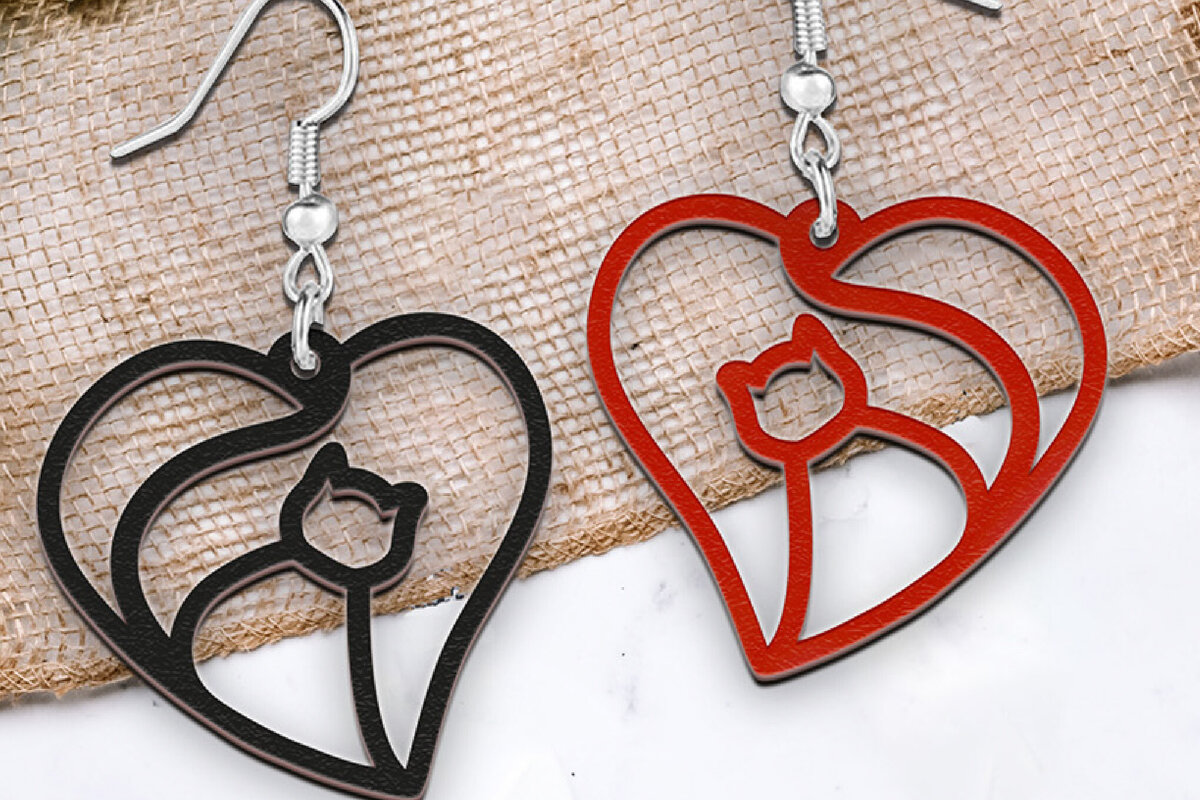 Σετ των 3 Intra απο ξύλο plywood 3mm-4mm πάχος Σκουλαρίκια γάτας . Δίασταση 4x4 cm INTRAFABR-113199952