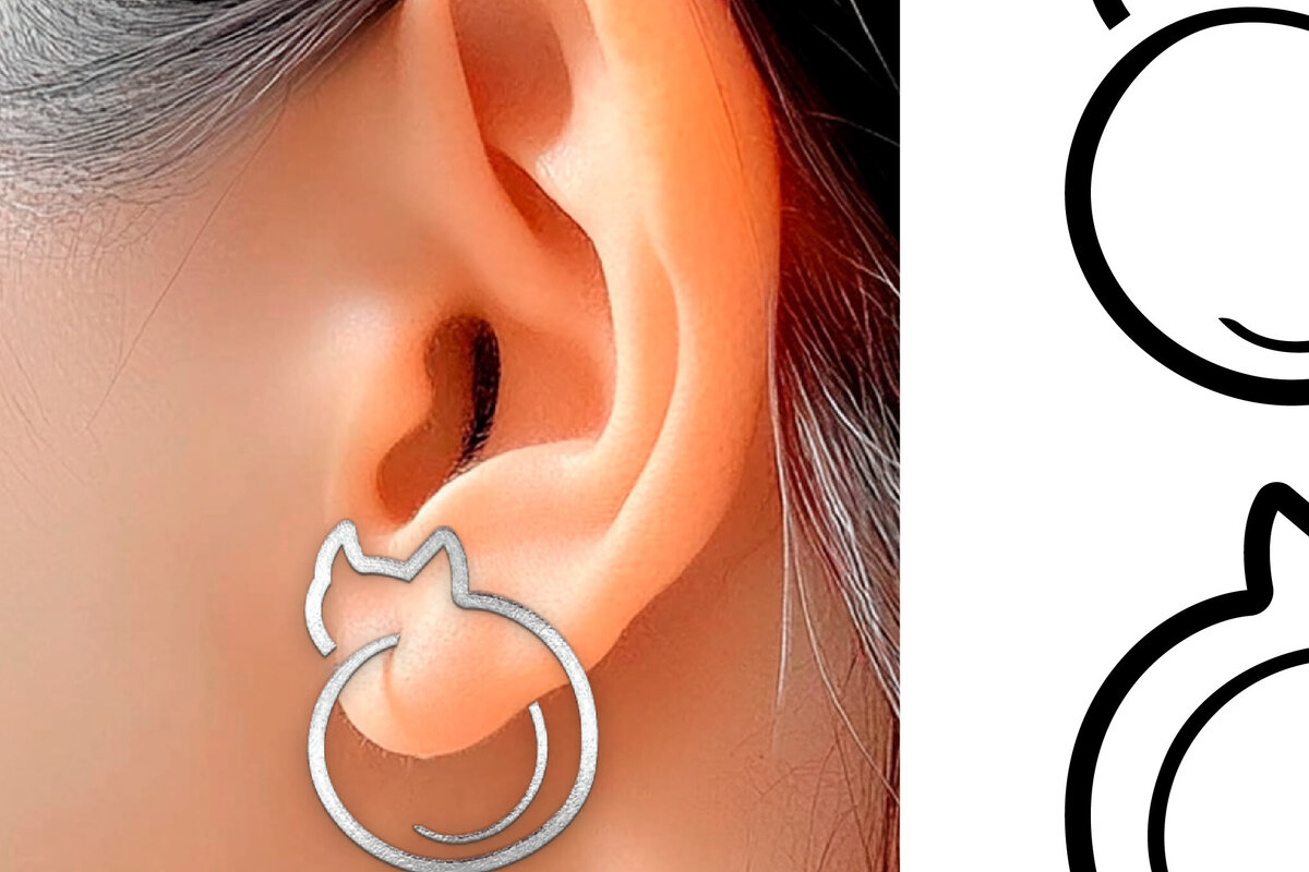 Σετ των 3 Intra απο ξύλο plywood 3mm-4mm πάχος Σκουλαρίκια γάτας . Σκουλαρίκια Boho. Δίασταση 4x4 cm INTRAFABR-123800897