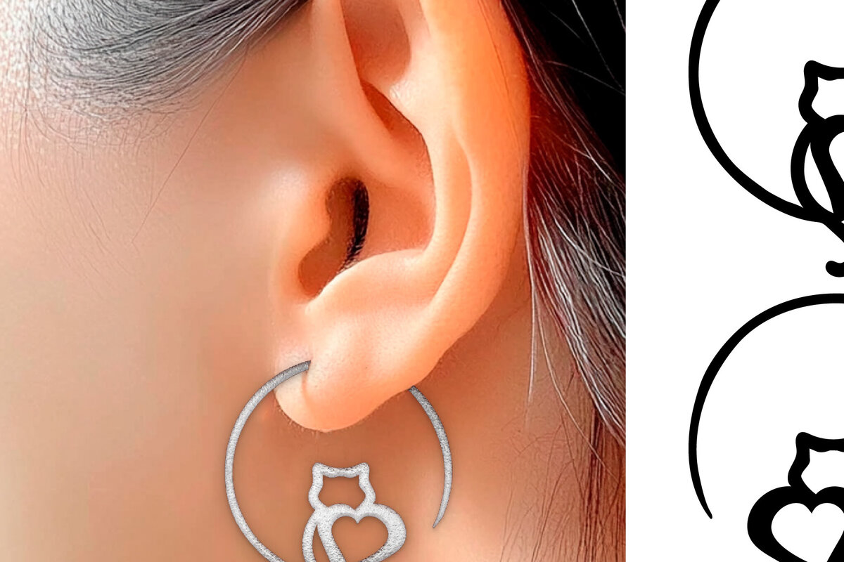 Σετ των 3 Intra απο ξύλο plywood 3mm-4mm πάχος Σκουλαρίκια γάτας . Σκουλαρίκια Boho. Δίασταση 4x4 cm INTRAFABR-123801091