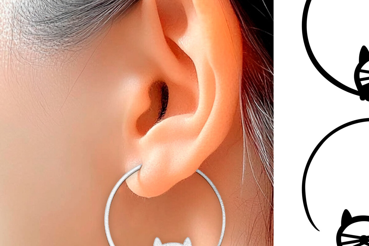 Σετ των 3 Intra απο ξύλο plywood 3mm-4mm πάχος Σκουλαρίκια γάτας . Σκουλαρίκια Boho. Δίασταση 4x4 cm INTRAFABR-123801221