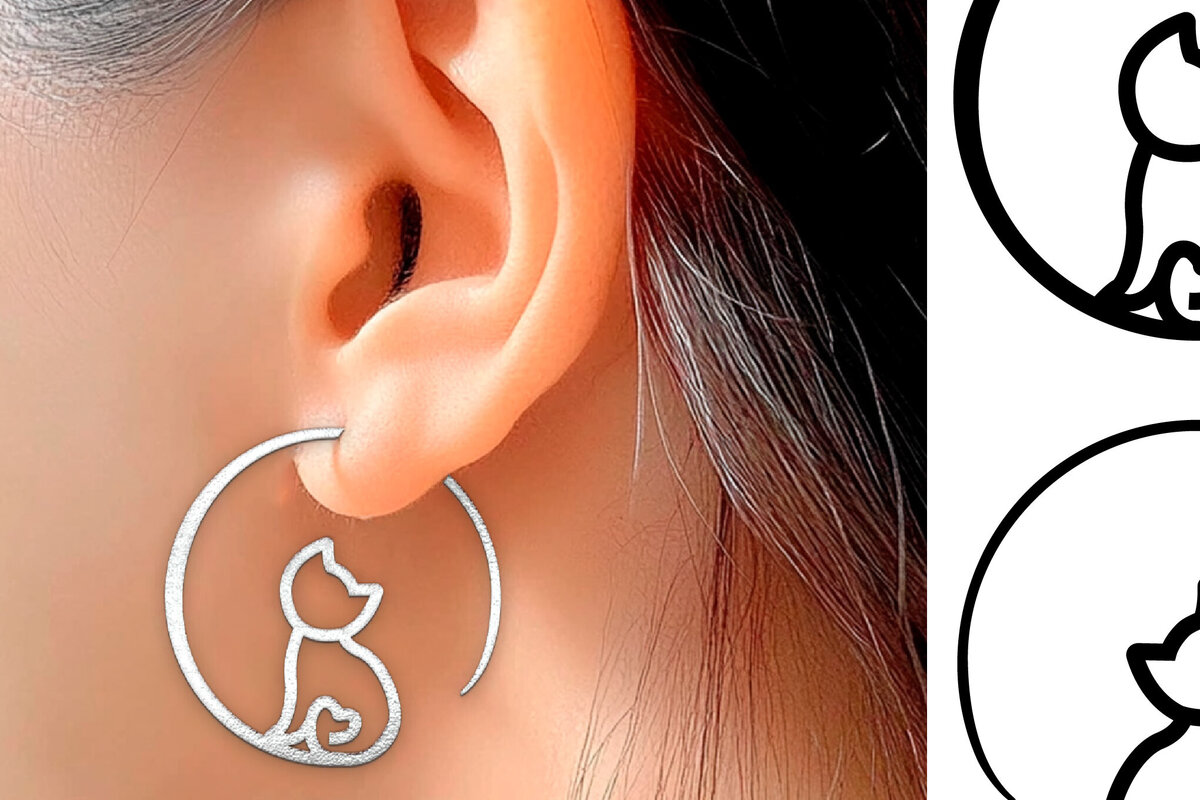 Σετ των 3 Intra απο ξύλο plywood 3mm-4mm πάχος Σκουλαρίκια γάτας . Σκουλαρίκια Boho. Δίασταση 4x4 cm INTRAFABR-123800305